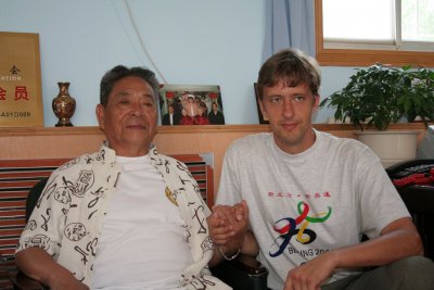 Famous taiji master Feng Zhiqiang and Vladimir Fedortsov. Beijing. China.