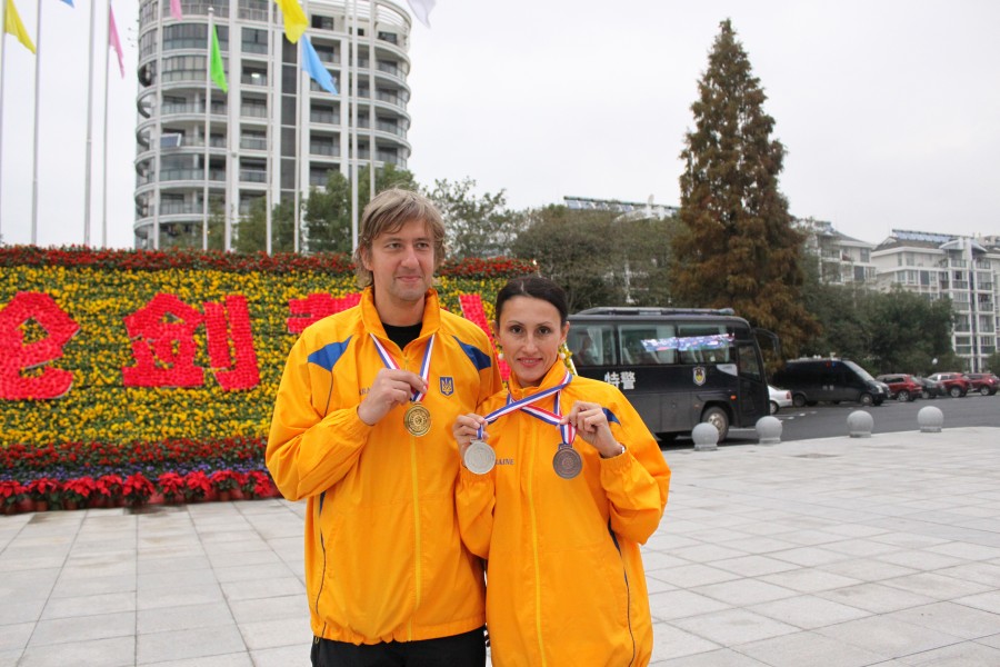 Vladimir Fedortsov, Zulfiya Khazheyeva at the World Traditional Wushu Championships 2012. Huangshan, China.