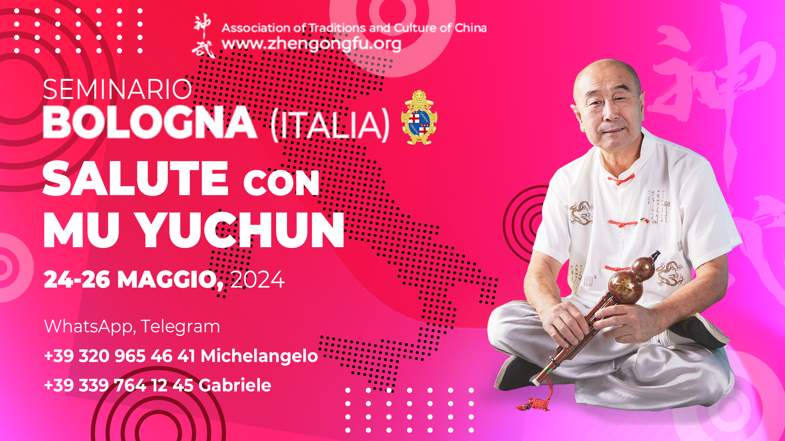 Bologna, Italy, Seminar, Health, Wellbeing, Master Mu Yuchun, May, 2024.