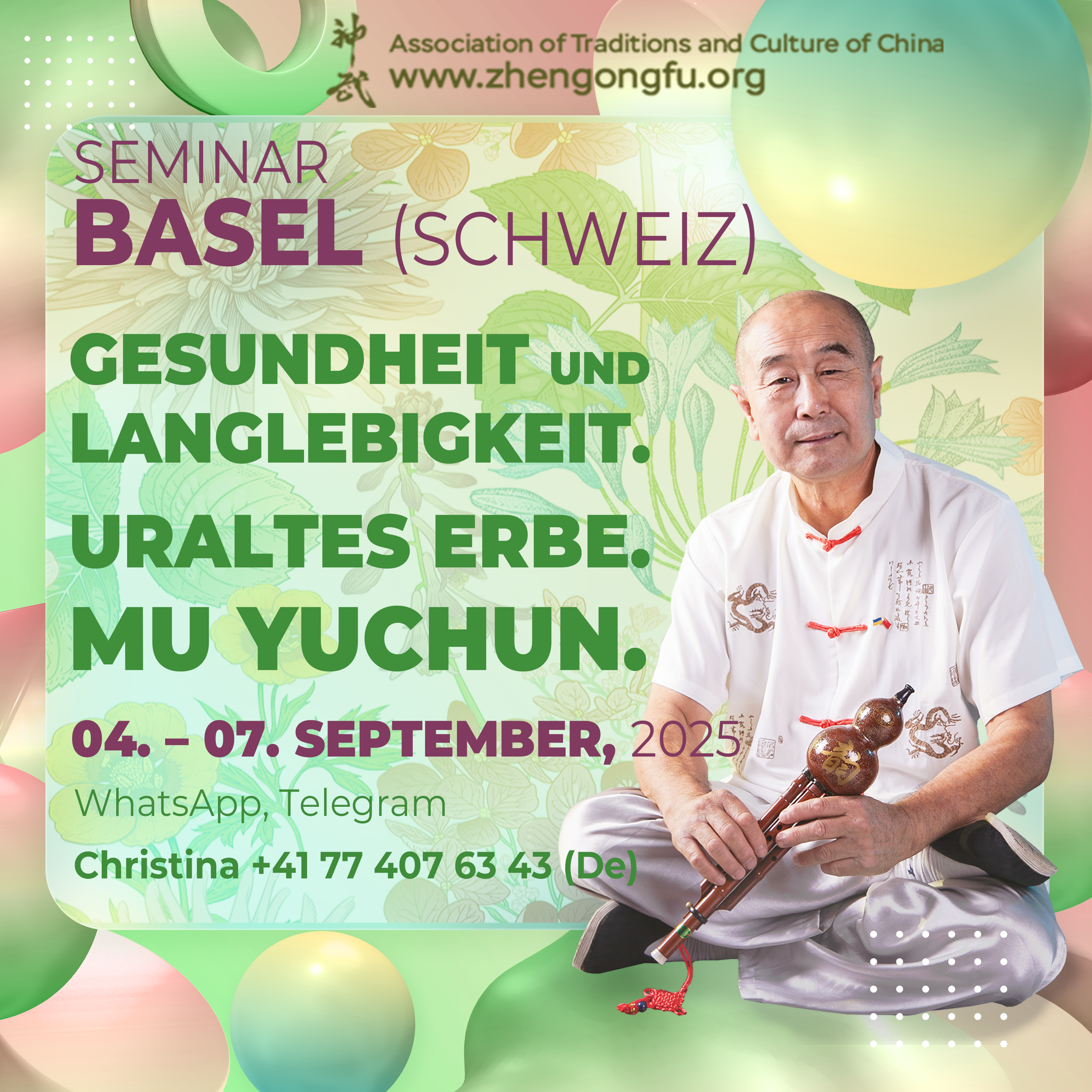 Switzerland, Basel, Seminar, Health, longevity, Ancient Heritage, Mu Yuchun, 4 – September, 2025.
