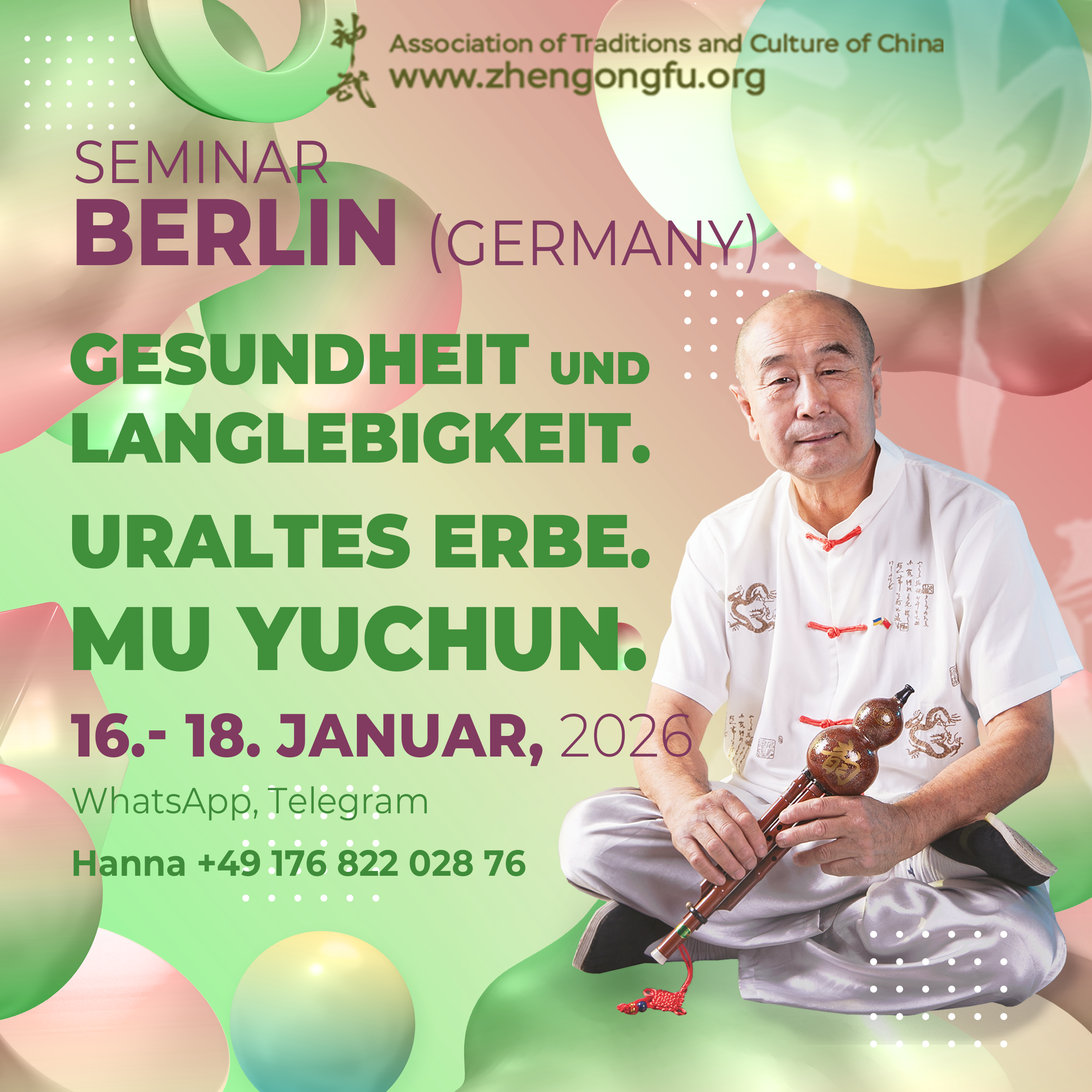 Berlin, Germany, Seminar, Health, longevity, Ancient Heritage, Mu Yuchun, January, 2026.