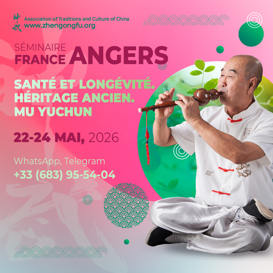 Angers, France, Seminar, Health, longevity, Ancient Heritage, Mu Yuchun, May, 2026.