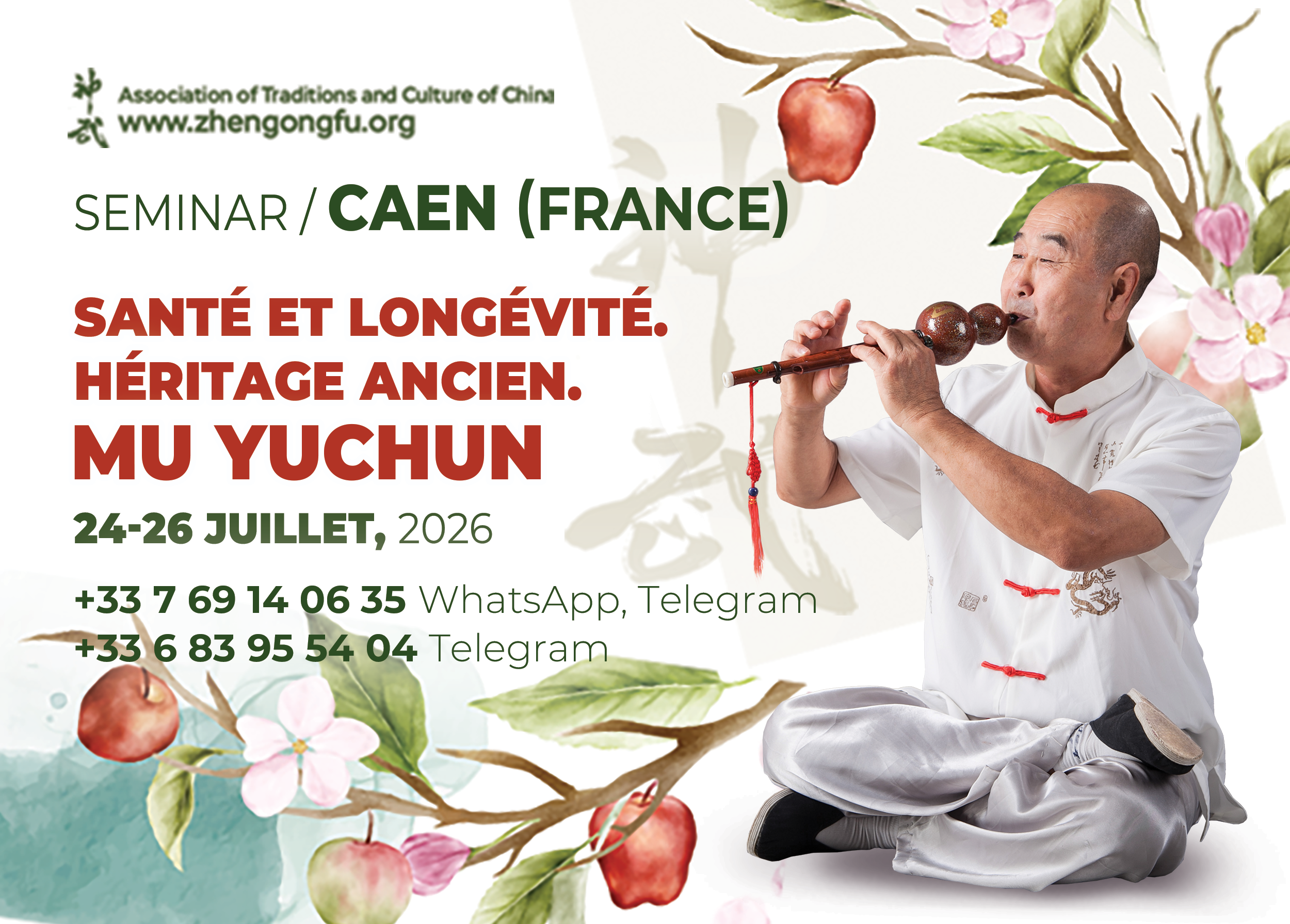 Caen, France, Seminar Health, longevity, Ancient Heritage, Mu Yuchun, July, 2026.