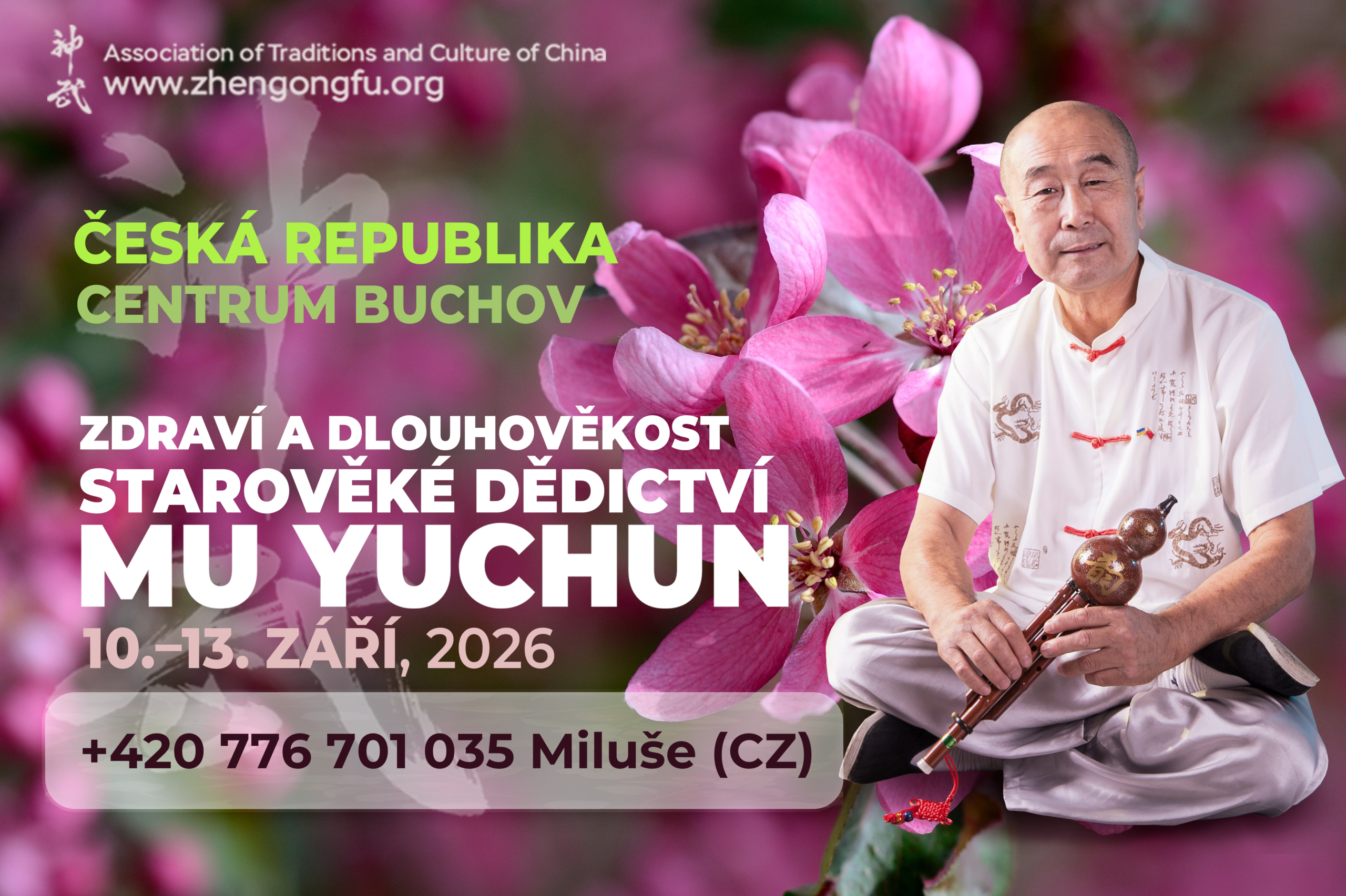 Česká republika, Centrum Buchov, Seminář, Zdraví, dlouhověkost, Starodávné dědictví, Mu Yuchun, září, 2026.