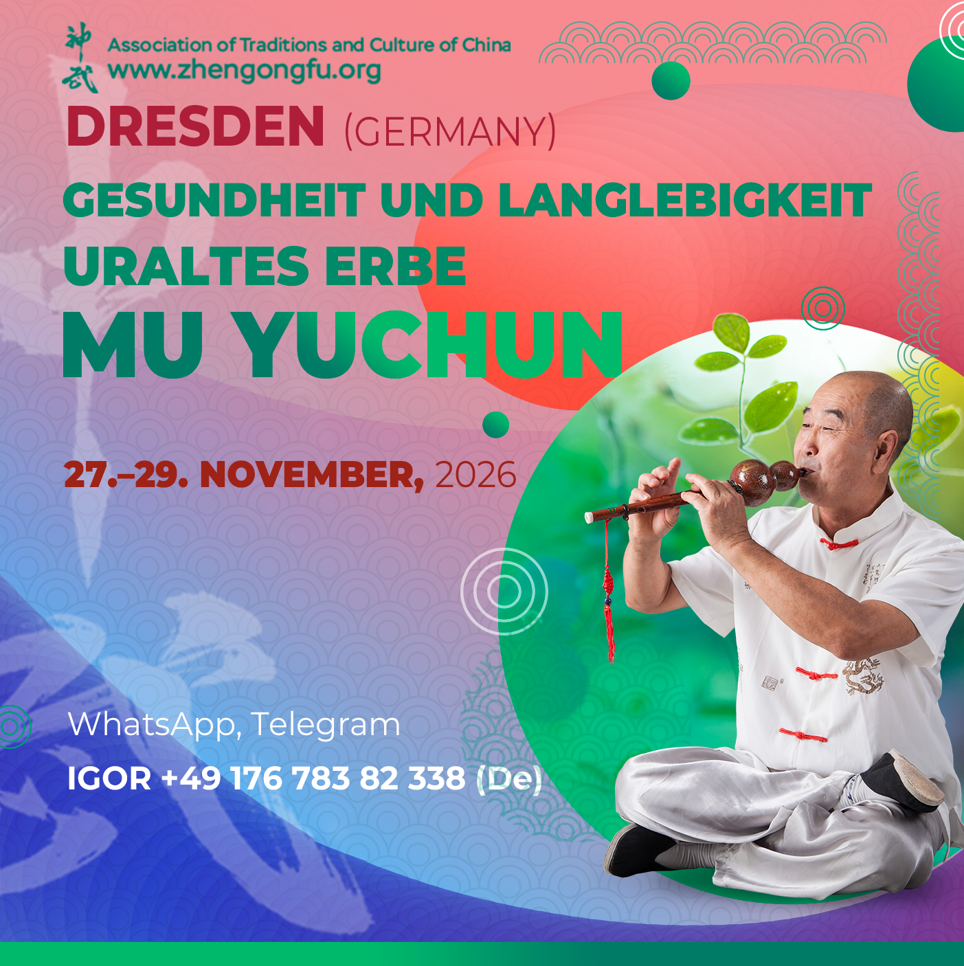 Dresden, Germany, Seminar, Health, Longevity, Ancient Heritage, Mu Yuchun, November, 2026