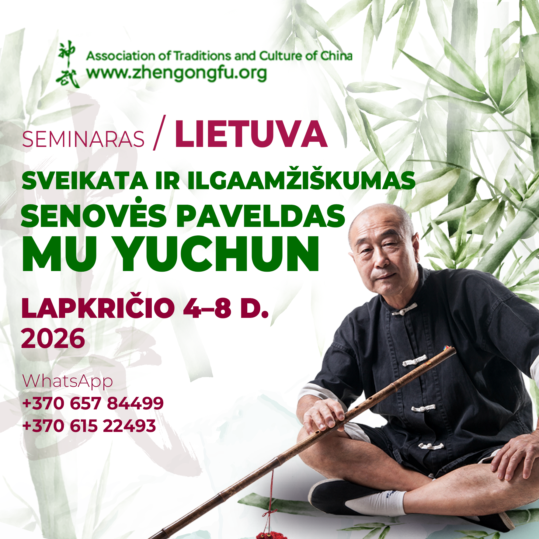 Lithuania, Seminar, Health, longevity, Ancient Heritage, Mu Yuchun, November, 2026.