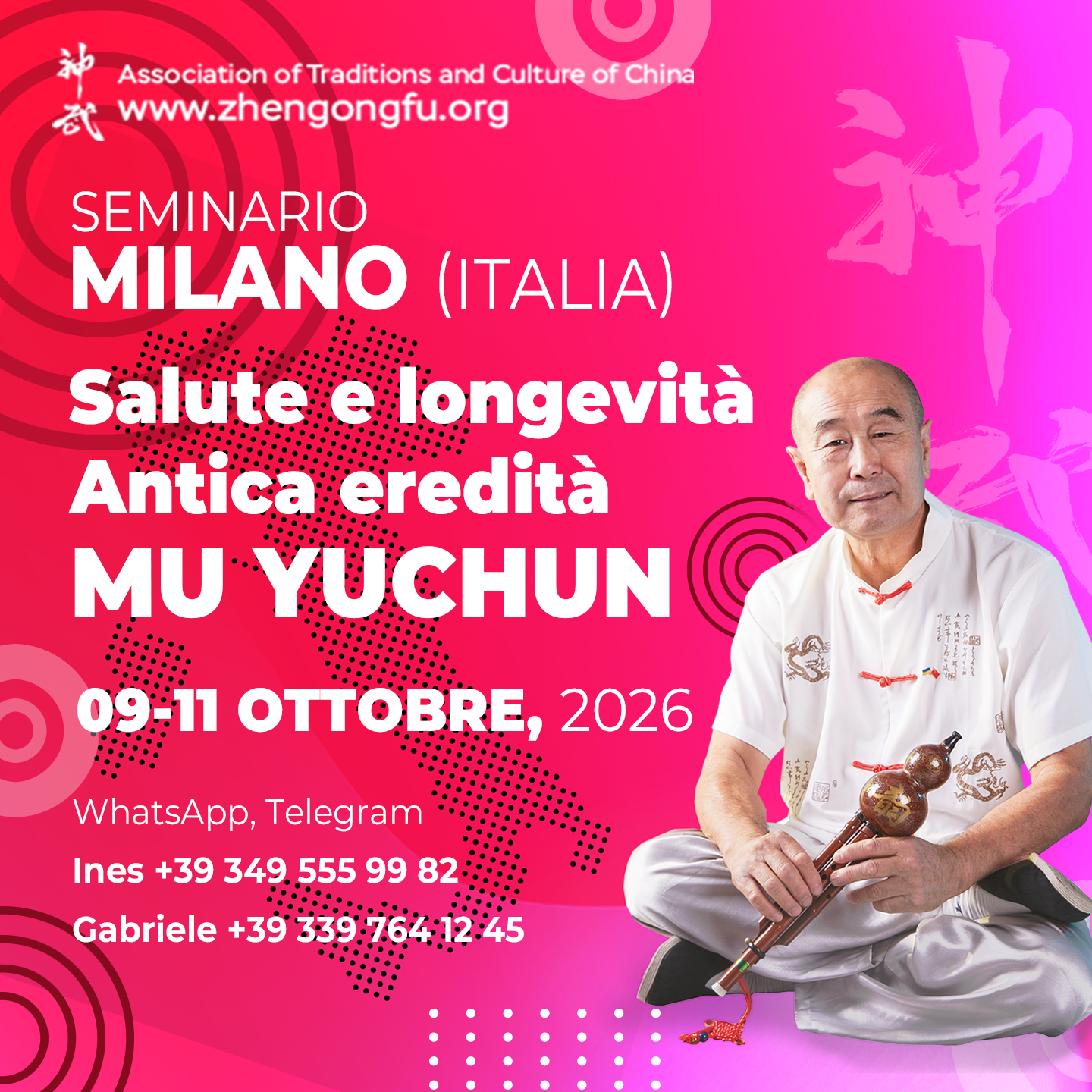 Milan, Italy, Seminar, Health, longevity, Ancient Heritage, Mu Yuchun, October, 2026.