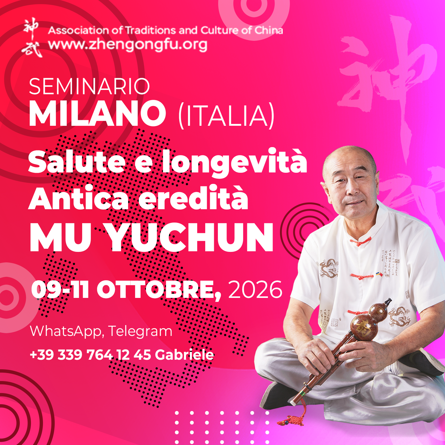 Milan, Italy, Seminar, Health, longevity, Ancient Heritage, Mu Yuchun, October, 2026.