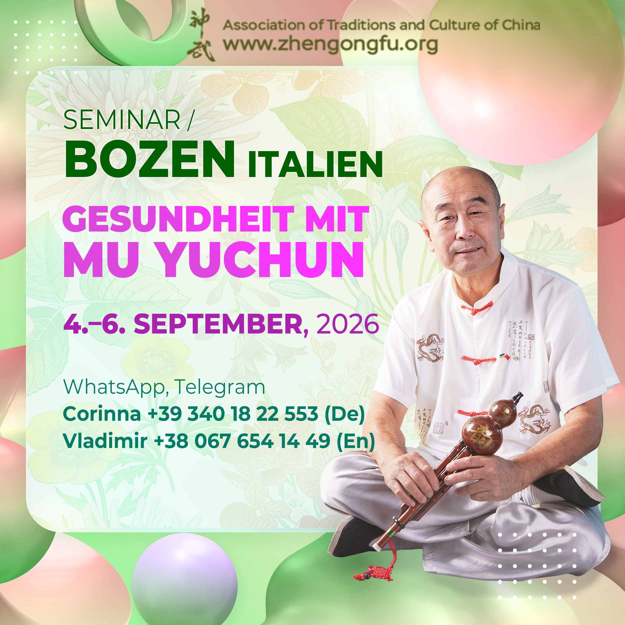 South Tyrol, Northern Italy, Bolzano, Seminar, Health, longevity, Ancient Heritage, Mu Yuchun, September, 2026.